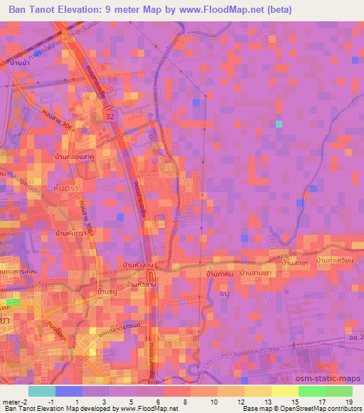 Ban Tanot,Thailand Elevation Map