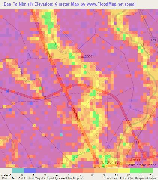 Ban Ta Nim (1),Thailand Elevation Map