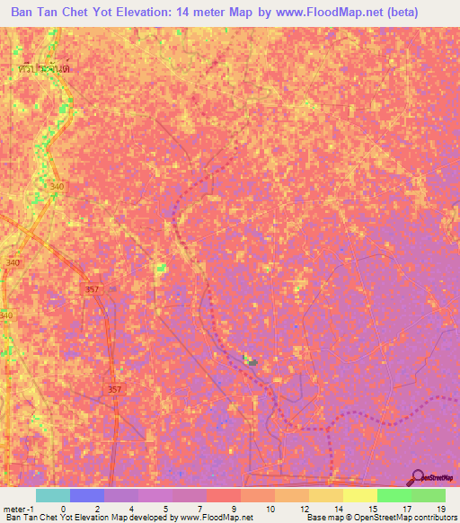 Ban Tan Chet Yot,Thailand Elevation Map