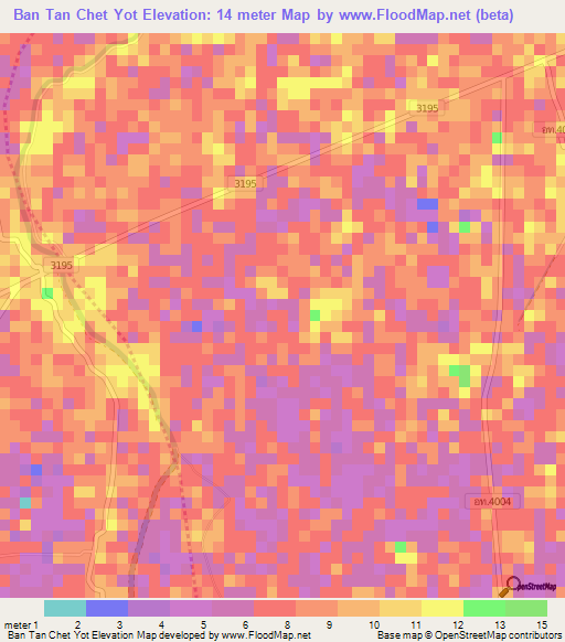 Ban Tan Chet Yot,Thailand Elevation Map