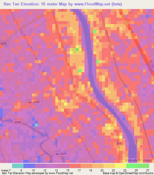 Ban Tan,Thailand Elevation Map