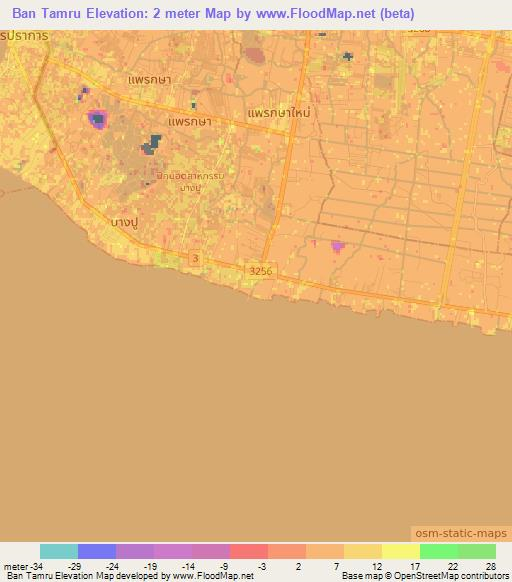 Ban Tamru,Thailand Elevation Map