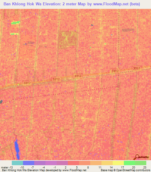 Ban Khlong Hok Wa,Thailand Elevation Map