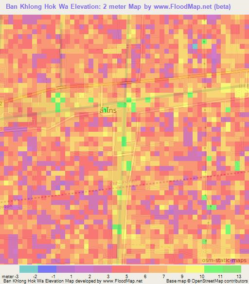 Ban Khlong Hok Wa,Thailand Elevation Map