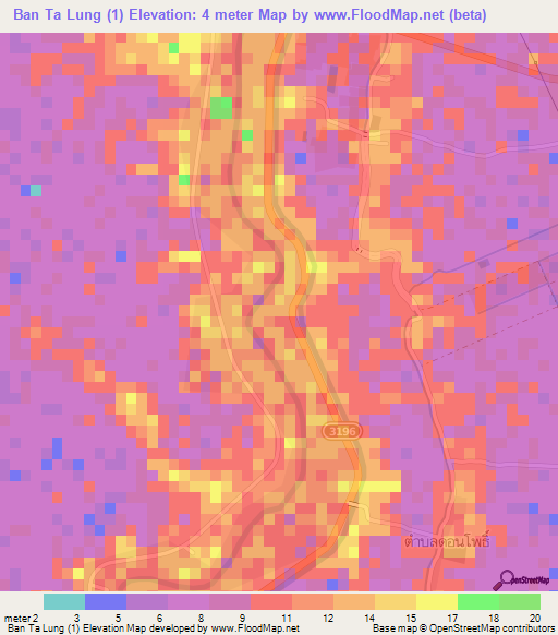 Ban Ta Lung (1),Thailand Elevation Map