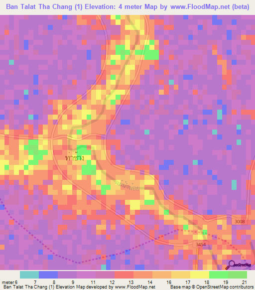 Ban Talat Tha Chang (1),Thailand Elevation Map