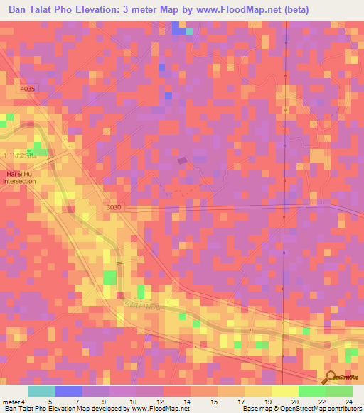 Ban Talat Pho,Thailand Elevation Map