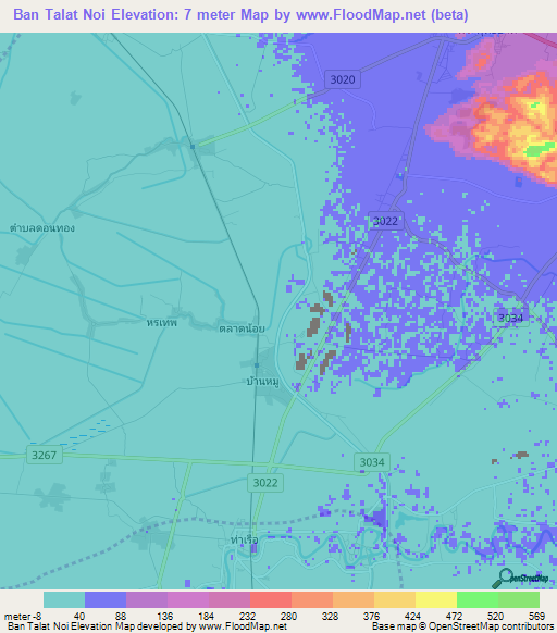 Ban Talat Noi,Thailand Elevation Map