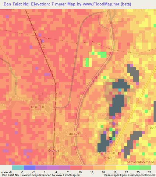 Ban Talat Noi,Thailand Elevation Map