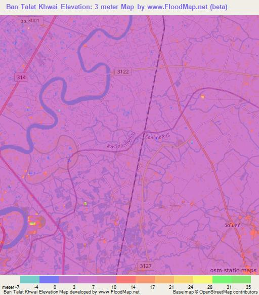 Ban Talat Khwai,Thailand Elevation Map
