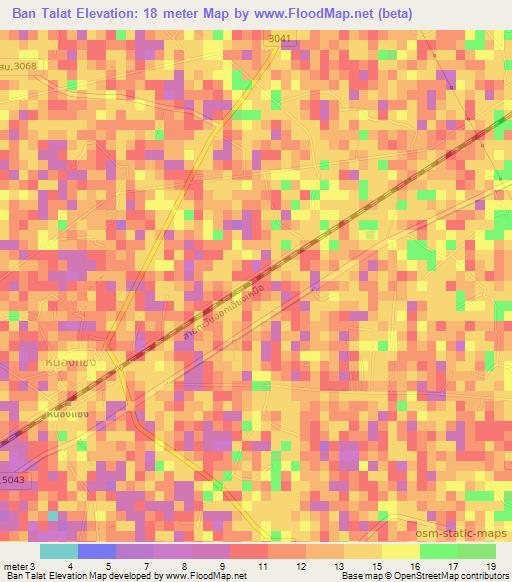 Ban Talat,Thailand Elevation Map