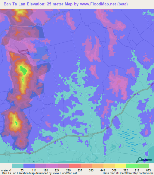 Ban Ta Lan,Thailand Elevation Map