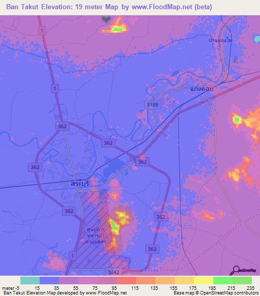 Ban Takut,Thailand Elevation Map