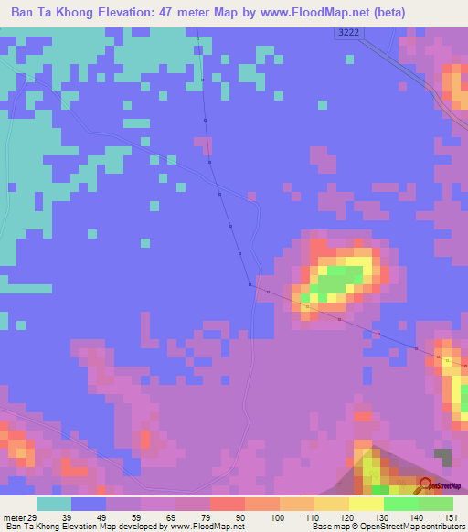 Ban Ta Khong,Thailand Elevation Map