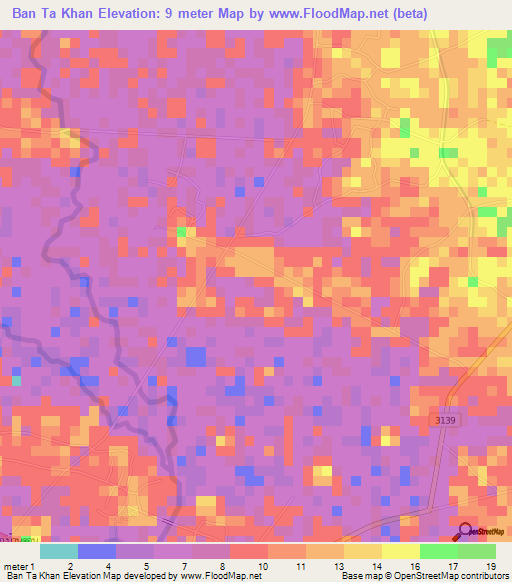 Ban Ta Khan,Thailand Elevation Map