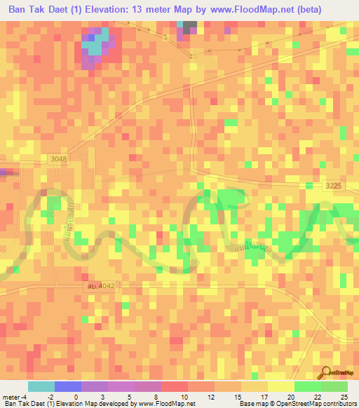 Ban Tak Daet (1),Thailand Elevation Map