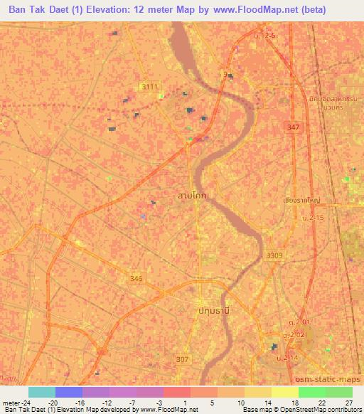 Ban Tak Daet (1),Thailand Elevation Map