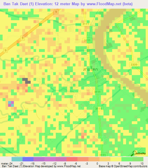 Ban Tak Daet (1),Thailand Elevation Map