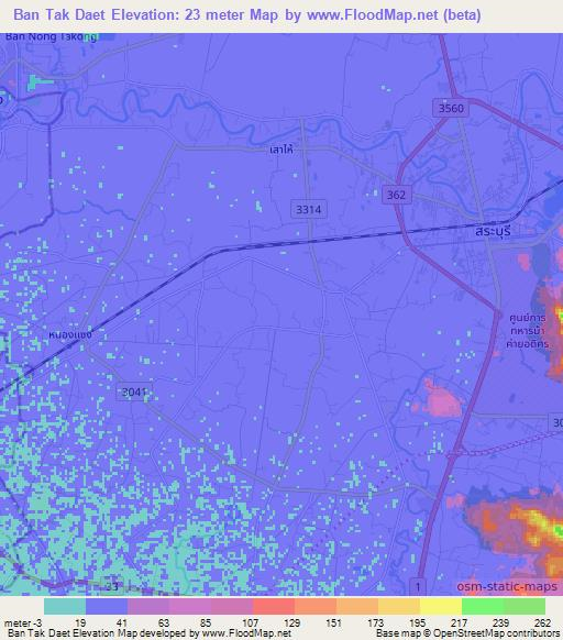 Ban Tak Daet,Thailand Elevation Map