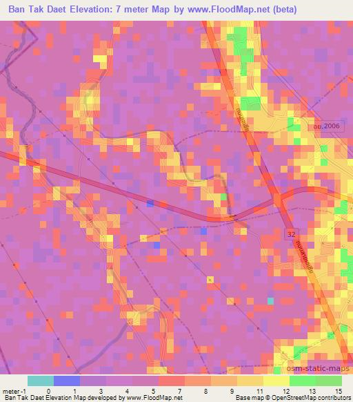 Ban Tak Daet,Thailand Elevation Map
