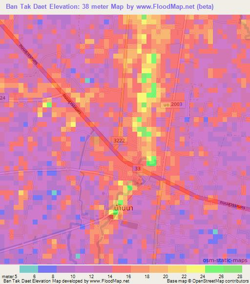 Ban Tak Daet,Thailand Elevation Map