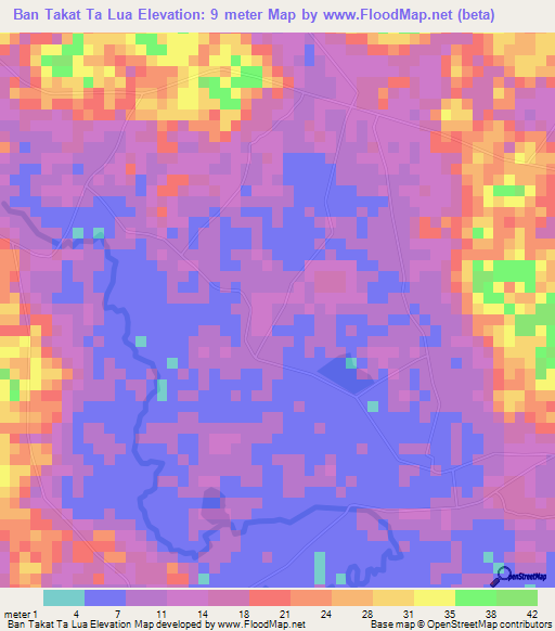 Ban Takat Ta Lua,Thailand Elevation Map