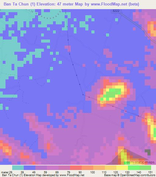 Ban Ta Chun (1),Thailand Elevation Map