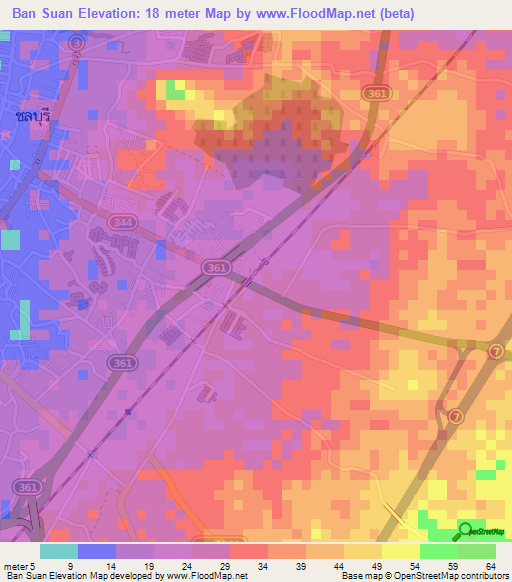 Ban Suan,Thailand Elevation Map