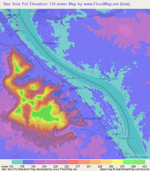 Ban Som Poi,Thailand Elevation Map