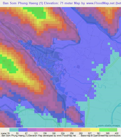 Ban Som Phung Haeng (1),Thailand Elevation Map