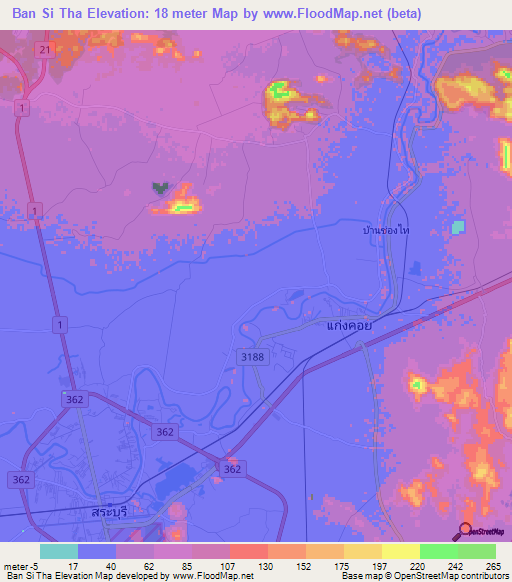 Ban Si Tha,Thailand Elevation Map