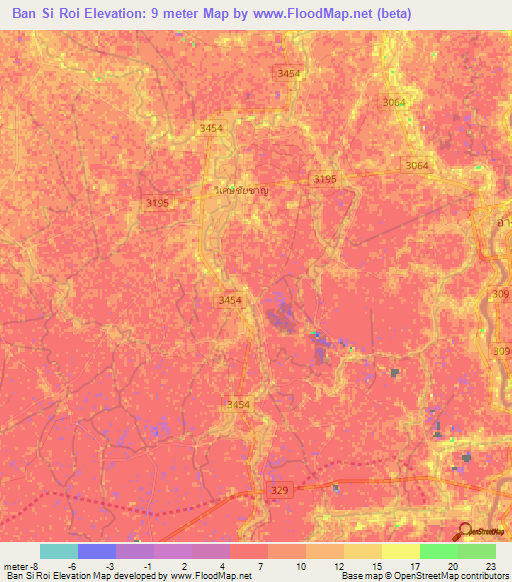 Ban Si Roi,Thailand Elevation Map