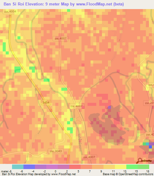 Ban Si Roi,Thailand Elevation Map