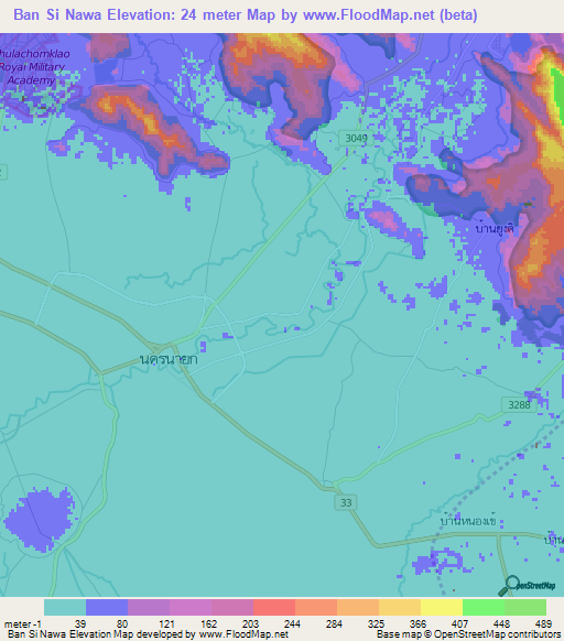 Ban Si Nawa,Thailand Elevation Map