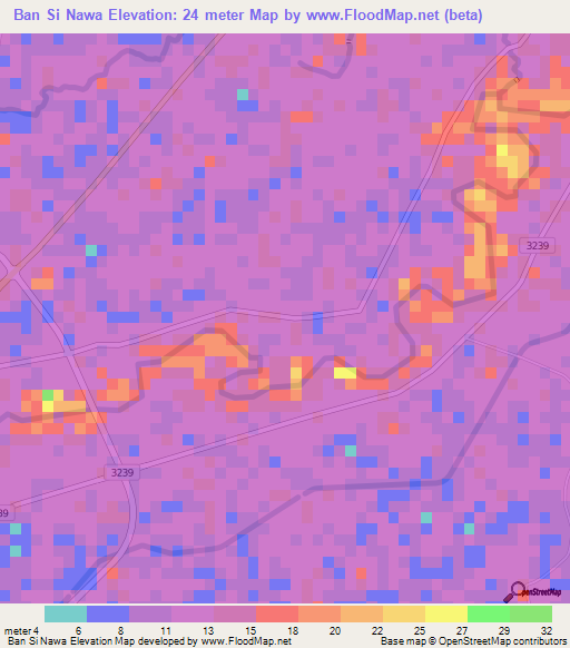 Ban Si Nawa,Thailand Elevation Map