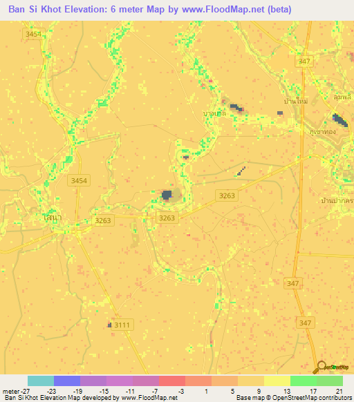 Ban Si Khot,Thailand Elevation Map