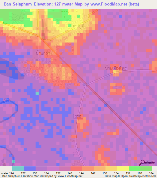 Ban Selaphum,Thailand Elevation Map