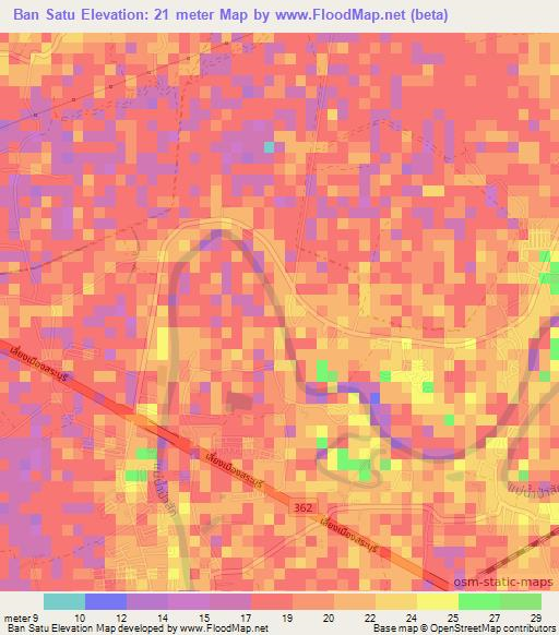 Ban Satu,Thailand Elevation Map