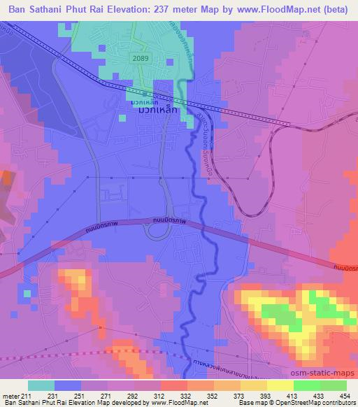 Ban Sathani Phut Rai,Thailand Elevation Map