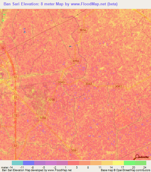 Ban Sari,Thailand Elevation Map