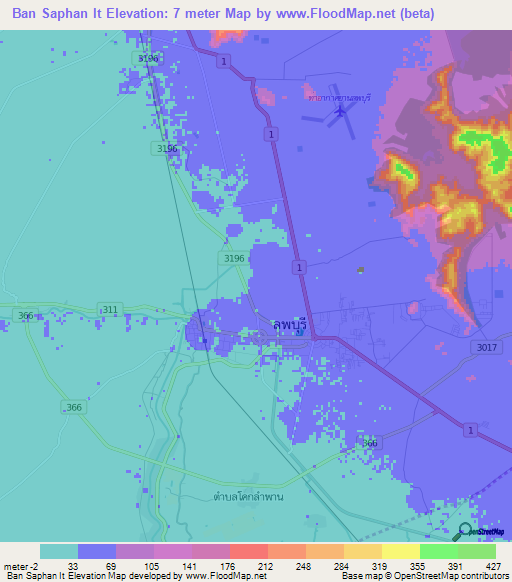 Ban Saphan It,Thailand Elevation Map