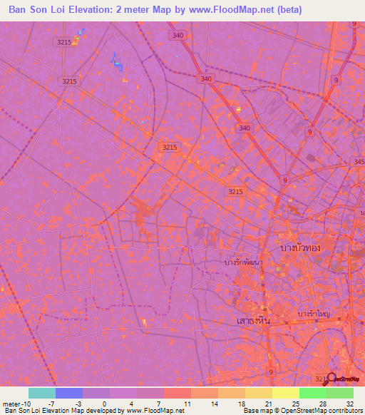 Ban Son Loi,Thailand Elevation Map