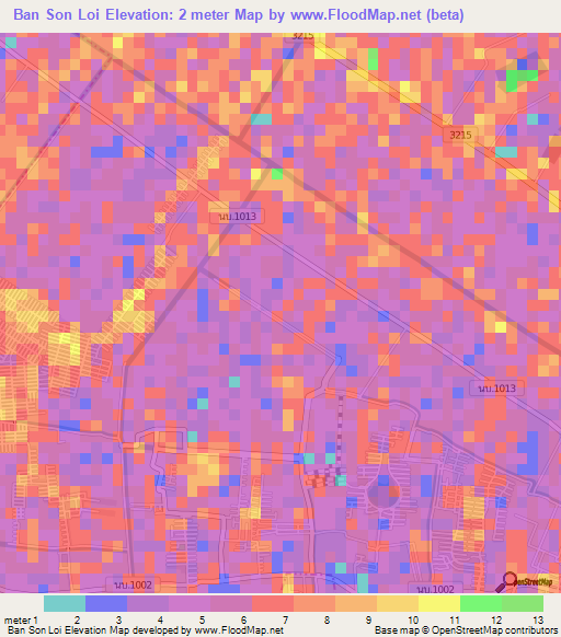 Ban Son Loi,Thailand Elevation Map