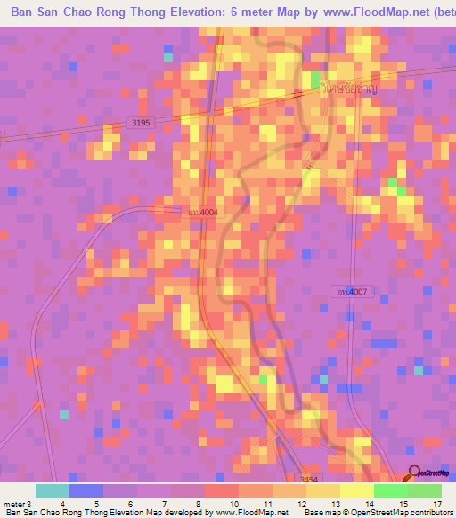 Ban San Chao Rong Thong,Thailand Elevation Map