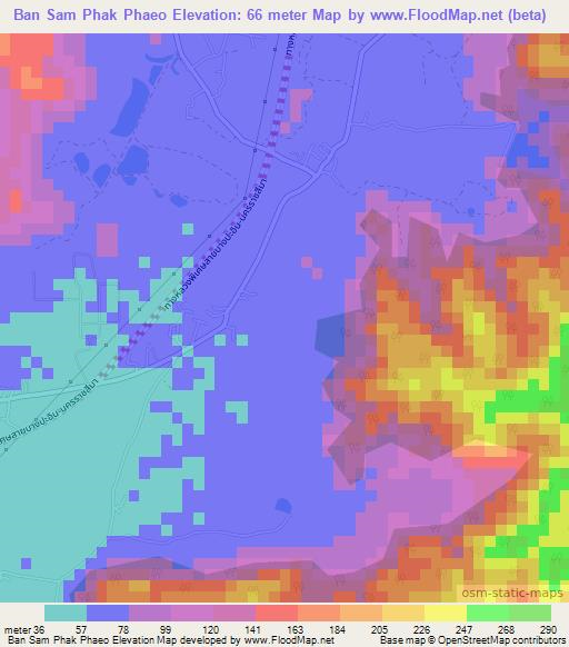 Ban Sam Phak Phaeo,Thailand Elevation Map