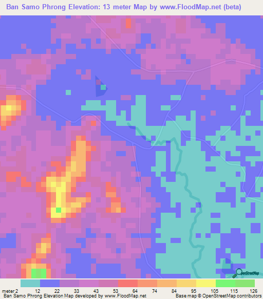 Ban Samo Phrong,Thailand Elevation Map