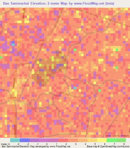 Ban Sammachai,Thailand Elevation Map