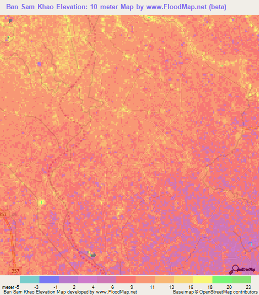 Ban Sam Khao,Thailand Elevation Map