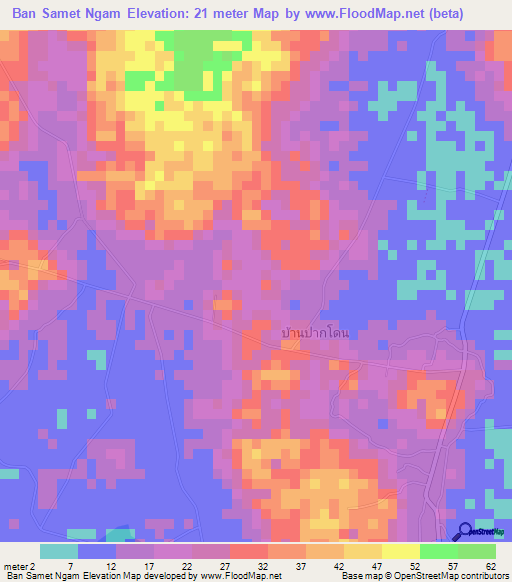 Ban Samet Ngam,Thailand Elevation Map