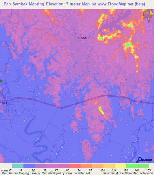 Ban Sambak Mapring,Thailand Elevation Map